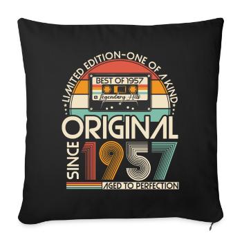 Original 1957 Vintage Vintage Rétro Anniversaire - Housse de coussin décorative 45 x 45 cm - noir - Devant