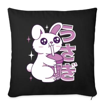 Kawaii Bunny Bubble Tee - Sofakissenbezug 45 x 45 cm - Schwarz - Vorne