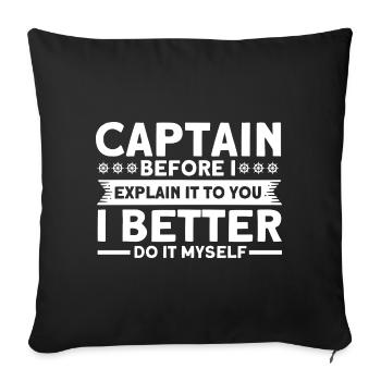 Amoureux du bateau Capitaine de bateau Capitaines - Housse de coussin décorative 45 x 45 cm - noir - Devant