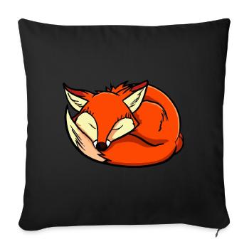 Schlafender Fuchs - Schlafshirt - Sofakissenbezug 45 x 45 cm - Schwarz - Vorne