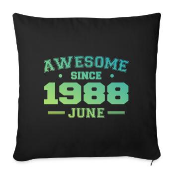 Juin 1988 Anniversaire Année 1988 Juin Cadeau 1988 - Housse de coussin décorative 45 x 45 cm - noir - Devant
