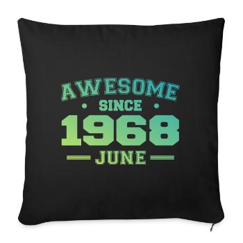 Juin 1968 Anniversaire Année 1968 Juin Cadeau 1968 - Housse de coussin décorative 45 x 45 cm - noir - Devant