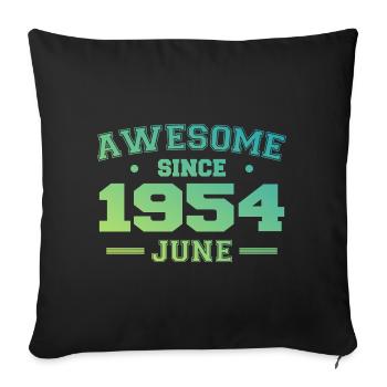 June 1954 Birthday Year 1954 June Gift 1954 - Sofa pillowcase 17,3'' x 17,3'' (45 x 45 cm) - black - Front