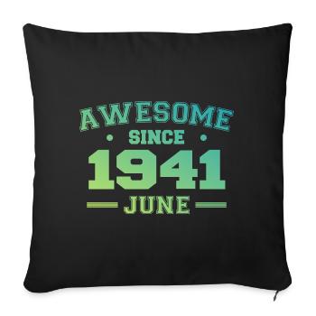 Juin 1941 Anniversaire Année 1941 Juin Cadeau 1941 - Housse de coussin décorative 45 x 45 cm - noir - Devant