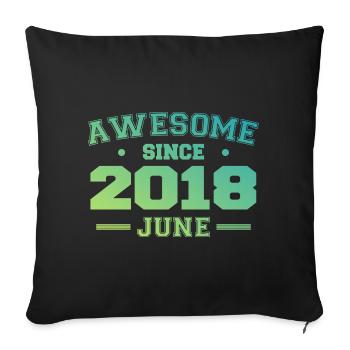 Juin 2018 Anniversaire Année 2018 Juin Cadeau 2018 - Housse de coussin décorative 45 x 45 cm - noir - Devant