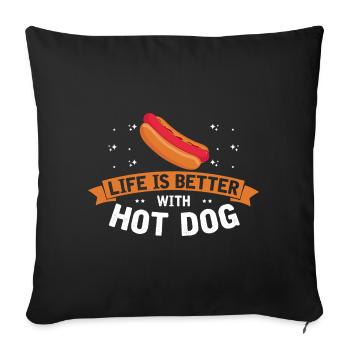 Hot Dog Love Hot Dog Pomme de terre Ketchup - Housse de coussin décorative 45 x 45 cm - noir - Devant