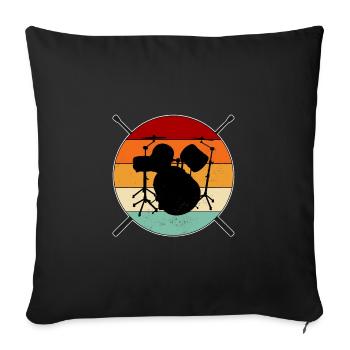 Batterie pilons rétro coucher de soleil - Housse de coussin décorative 45 x 45 cm - noir - Devant