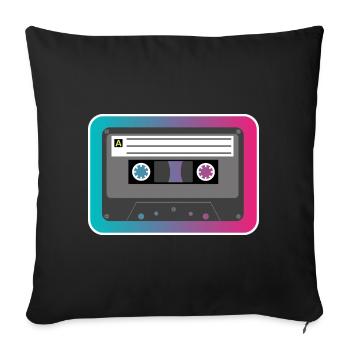 Retro Kassette 80's & 90's - Sofakissenbezug 45 x 45 cm - Schwarz - Vorne