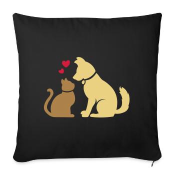 BFF Cat and dog heart - Sofa pillowcase 17,3'' x 17,3'' (45 x 45 cm) - black - Front