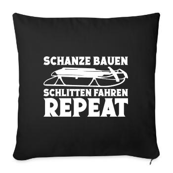 Schlittenfahrer Rodeln Schlittenfahren Rodler - Sofakissenbezug 45 x 45 cm - Schwarz - Vorne