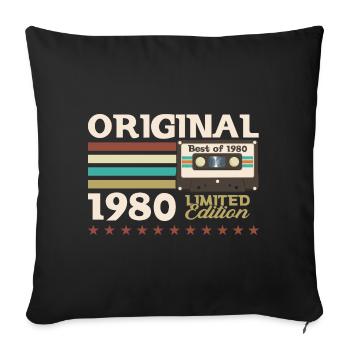 43e anniversaire Vintage Cassette Vintage des années 1980 - Housse de coussin décorative 45 x 45 cm - noir - Devant