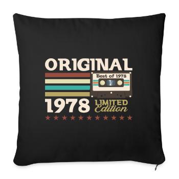 45e anniversaire Vintage Cassette Vintage 1978 - Housse de coussin décorative 45 x 45 cm - noir - Devant