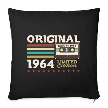 59th Birthday Vintage Cassette Tape, Vintage 1964 - Sofa pillowcase 17,3'' x 17,3'' (45 x 45 cm) - black - Front