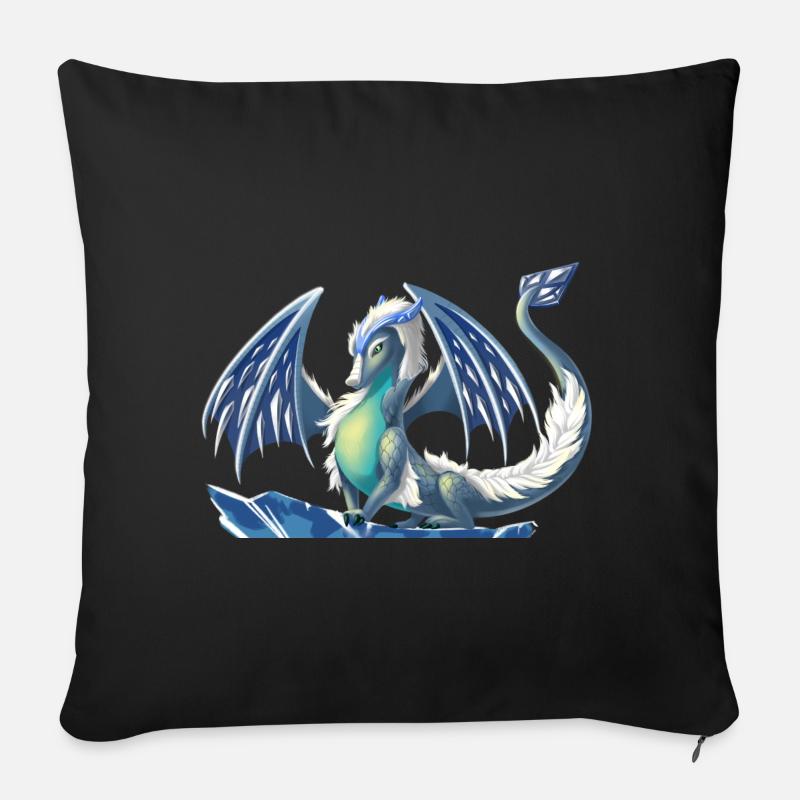 Magischer Eis Drache - Drachen der Elemente - Sofakissenbezug 45 x 45 cm - Schwarz