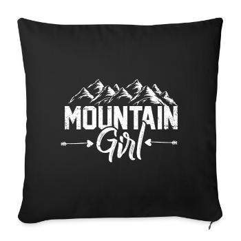 Mountain Girl Berg Berge Frau Alpen - Sofakissenbezug 45 x 45 cm - Schwarz - Vorne