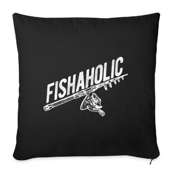 Angler Spruch zum Angeln Angel - Sofakissenbezug 45 x 45 cm - Schwarz - Vorne