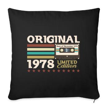 45e anniversaire Cassette Novembre Vintage 1978 - Housse de coussin décorative 45 x 45 cm - noir - Devant