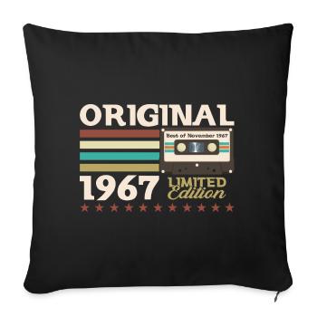56th Birthday Cassette November Vintage 1967 - Sofa pillowcase 17,3'' x 17,3'' (45 x 45 cm) - black - Front