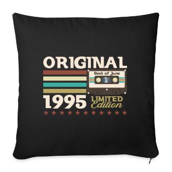 Cassette Juin 1995 Millésime 1995 Anniversaire 1995 - Housse de coussin décorative 45 x 45 cm - noir - Devant