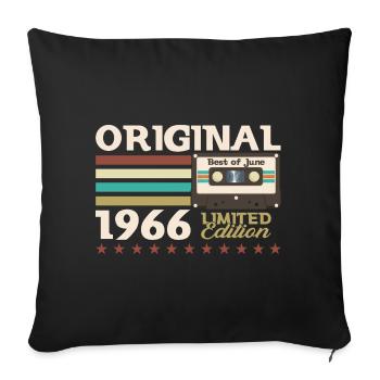Cassette Juin 1966 Millésime 1966 Anniversaire 1966 - Housse de coussin décorative 45 x 45 cm - noir - Devant