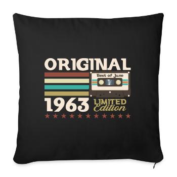 Cassette June 1963 Vintage 1963 Birthday 1963 - Sofa pillowcase 17,3'' x 17,3'' (45 x 45 cm) - black - Front