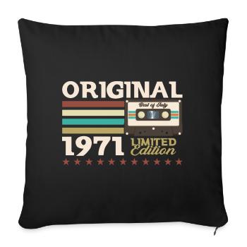 53. Geburtstag Kassette Juli 1971 Jahrgang 1971 - Sofakissenbezug 45 x 45 cm - Schwarz - Vorne