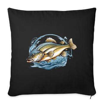 Aesthetic Fisherman Fish Illustration Angel - Sofa pillowcase 17,3'' x 17,3'' (45 x 45 cm) - black - Front