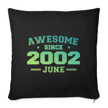 June 2002 Birthday Year 2002 June Gift 2002 - Sofa pillowcase 17,3'' x 17,3'' (45 x 45 cm) - black - Front