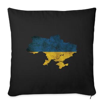 Ukraine - National border in national flag - Sofa pillowcase 17,3'' x 17,3'' (45 x 45 cm) - black - Front