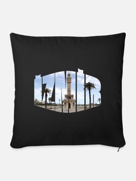 Izmir clock tower - Sofa pillowcase 17,3'' x 17,3'' (45 x 45 cm) - black