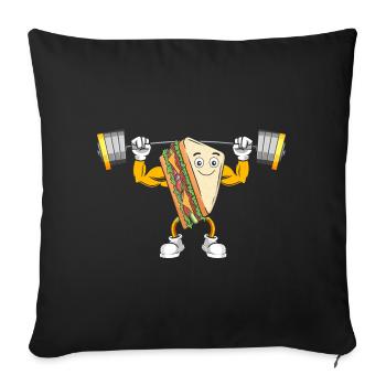 Body Building Sandwich Fitness Workout Gym - Sofa pillowcase 17,3'' x 17,3'' (45 x 45 cm) - black - Front