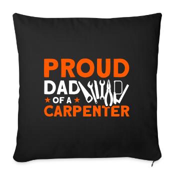 Fier Papa Père Charpentier Père Famille - Housse de coussin décorative 45 x 45 cm - noir - Devant