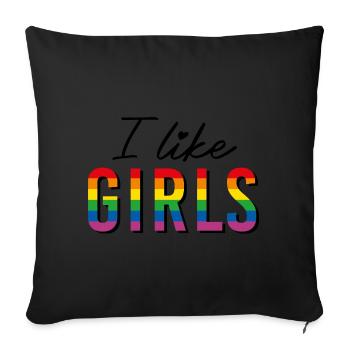 LGBTQIA+ I like girls rainbow flag lesbian - Sofa pillowcase 17,3'' x 17,3'' (45 x 45 cm) - black - Front