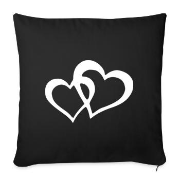 deux cœurs unis - Housse de coussin décorative 45 x 45 cm - noir - Devant
