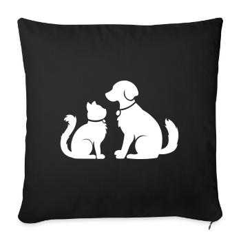 Cat dog together - cat dog together - pets - Sofa pillowcase 17,3'' x 17,3'' (45 x 45 cm) - black - Front