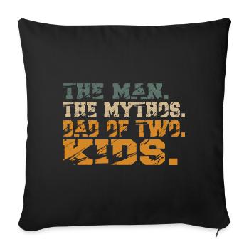 Papa von Zwei Zweites Kind Baby Retro Spruch - Sofakissenbezug 45 x 45 cm - Schwarz - Vorne