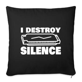 I Destroy Silence Drôle Harmoniciste - Housse de coussin décorative 45 x 45 cm - noir - Devant