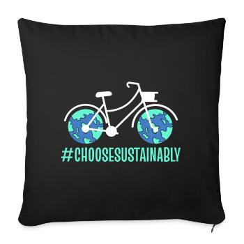 Nachhaltigkeitsfahrrad Nachhaltigkeitspädagoge - Sofakissenbezug 45 x 45 cm - Schwarz - Vorne