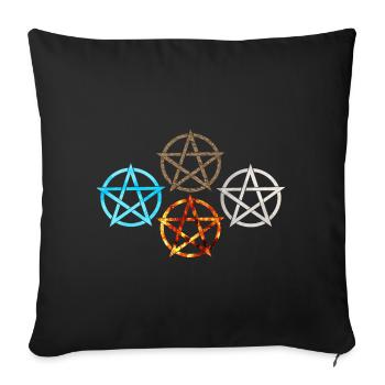Pentagramme Quatre Éléments - Housse de coussin décorative 45 x 45 cm - noir - Devant