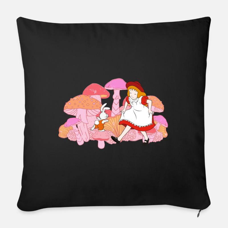 Alice Im Wunderland Mit Benny Bunny Auf Tour - Sofakissenbezug 45 x 45 cm - Schwarz