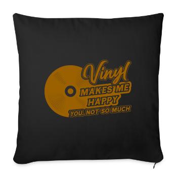 Platine vinyle vinyle rétro collection - Housse de coussin décorative 45 x 45 cm - noir - Devant