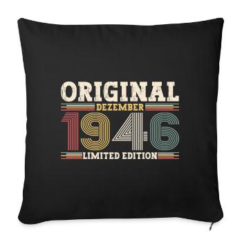 77e anniversaire Original Décembre Né 1946 - Housse de coussin décorative 45 x 45 cm - noir - Devant