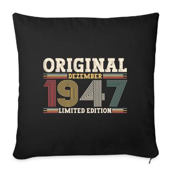 76e anniversaire Original Décembre Né 1947 - Housse de coussin décorative 45 x 45 cm - noir - Devant