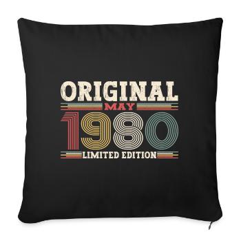 Original mai 1980 Vintage 1980 anniversaire 1980 - Housse de coussin décorative 45 x 45 cm - noir - Devant