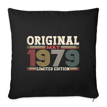 Original May 1979 Vintage 1979 Birthday 1979 - Sofa pillowcase 17,3'' x 17,3'' (45 x 45 cm) - black - Front