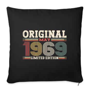 Original mai 1969 Vintage 1969 anniversaire 1969 - Housse de coussin décorative 45 x 45 cm - noir - Devant
