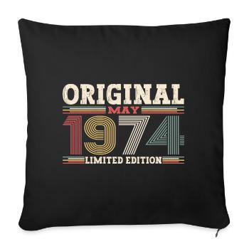 Original mai 1974 Vintage 1974 anniversaire 1974 - Housse de coussin décorative 45 x 45 cm - noir - Devant