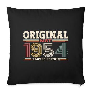 Original May 1954 Vintage 1954 Birthday 1954 - Sofa pillowcase 17,3'' x 17,3'' (45 x 45 cm) - black - Front