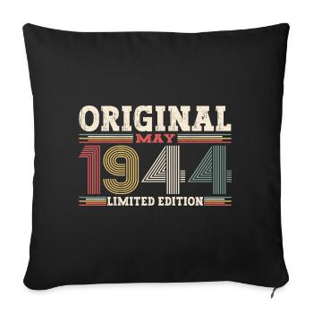 Original mai 1944 Vintage 1944 anniversaire 1944 - Housse de coussin décorative 45 x 45 cm - noir - Devant