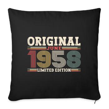 Original Juin 1958 Millésime 1958 Anniversaire 1958 - Housse de coussin décorative 45 x 45 cm - noir - Devant